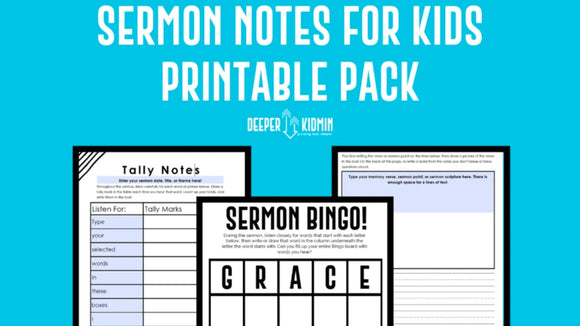 Sermon Notes for Kids Printable Pack